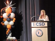 Berea City Schools Superintendent Tracy Wheeler has transformed the traditional State of the Schools address into an enthusiastic celebration of student achievement and creativity. (Beth Mlady/special to iccwins188.com)